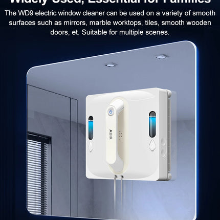 ABIR WD9 Window Cleaning Robot, 4-Way Water Spray, Floating Scraper Technology, Laser Sensor, 9000PA Vacuum Suction, Smart Memory