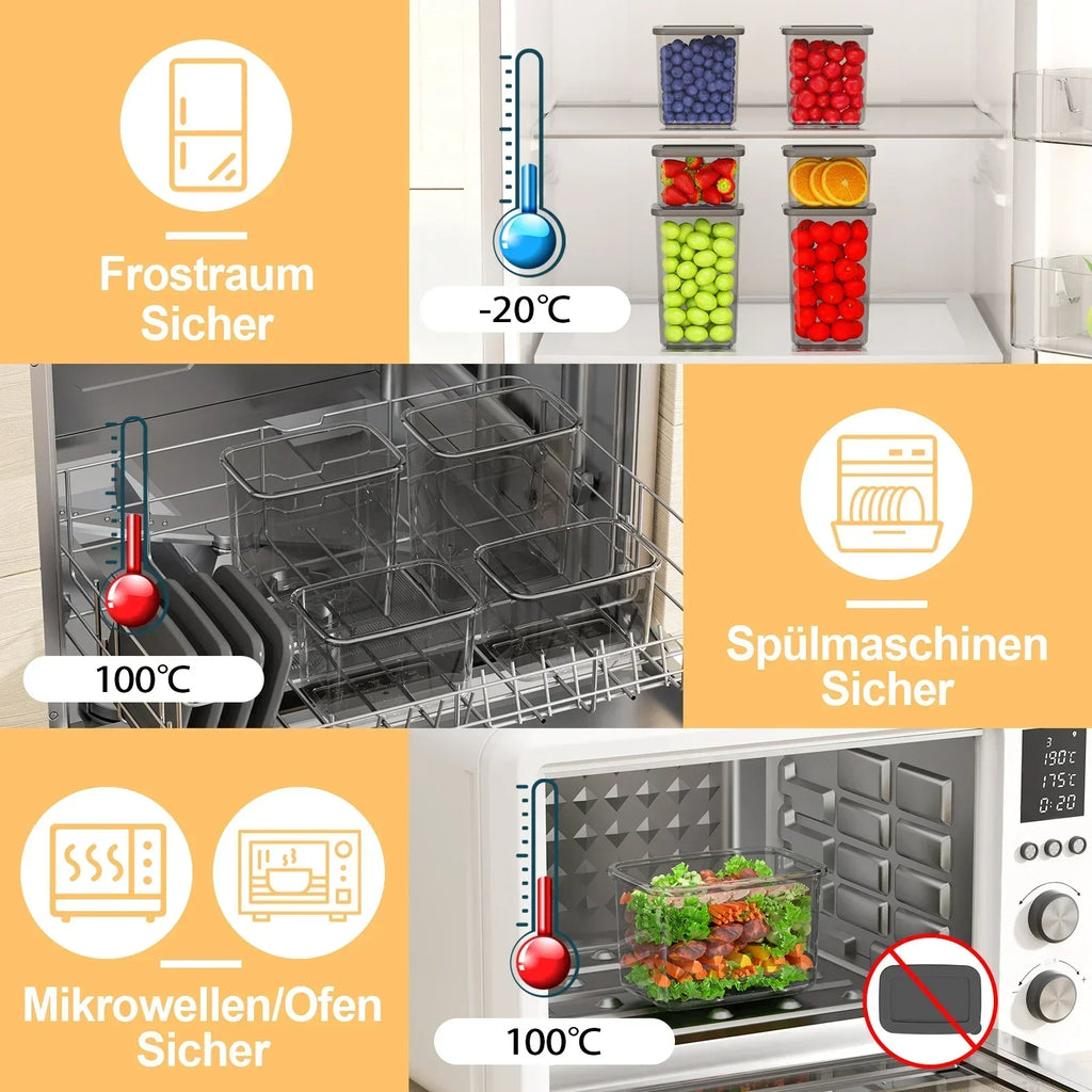 Set mit 32 luftdichten Lebensmittelbehältern mit Deckeln, BPA-freie Vorratskammer-Organizer aus Kunststoff, auslaufsichere Küchenbehälter für Müsli, Mehl, Gewürze und trockene Lebensmittel mit Etiketten