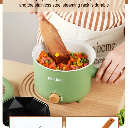Mini fornello elettrico multifunzionale, pentola antiaderente, padella per ramen, fornello elettrico piccolo da 1,7 litri per dormitorio