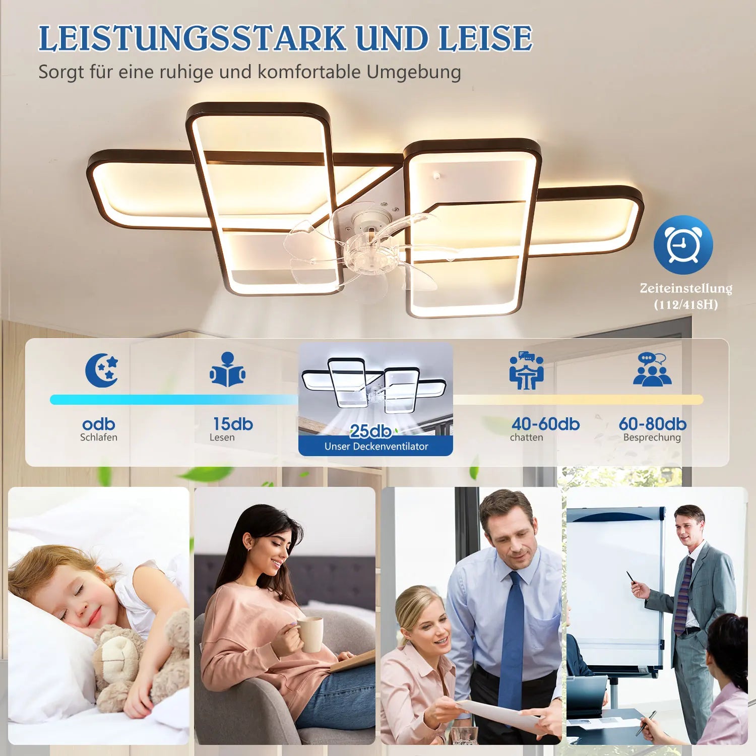 Ventilatore da soffitto LED 50 W con telecomando, 90 cm, nero