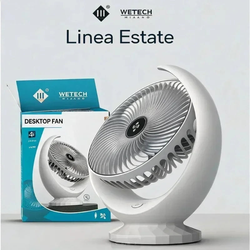 Tragbarer Mini-Ventilator, 3000mAh, faltbar, Tisch-, Outdoor-, Nacken-Ventilator, 5 Geschwindigkeiten, USB wiederaufladbar, mit Telefonhalter und Display