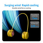 Ventilatore da collo senza pale Dual-Turbo a 5 velocità USB-C, portatile, in silicone, silenzioso, ricaricabile, 165g