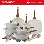 DONNOR 21 Pezzi Set di Pentole in Ceramica Set di Pentole e Padelle Antiaderenti Set da Cucina con Utensili e Protezioni per Padelle JT529