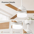 Ventilatore da Soffitto LED 2-in-1 con Luce, Telecomando, Dimmerabile, Reversibile, Silenzioso, 6 Velocità, per Camera da Letto, Soggiorno, Sala da Pranzo