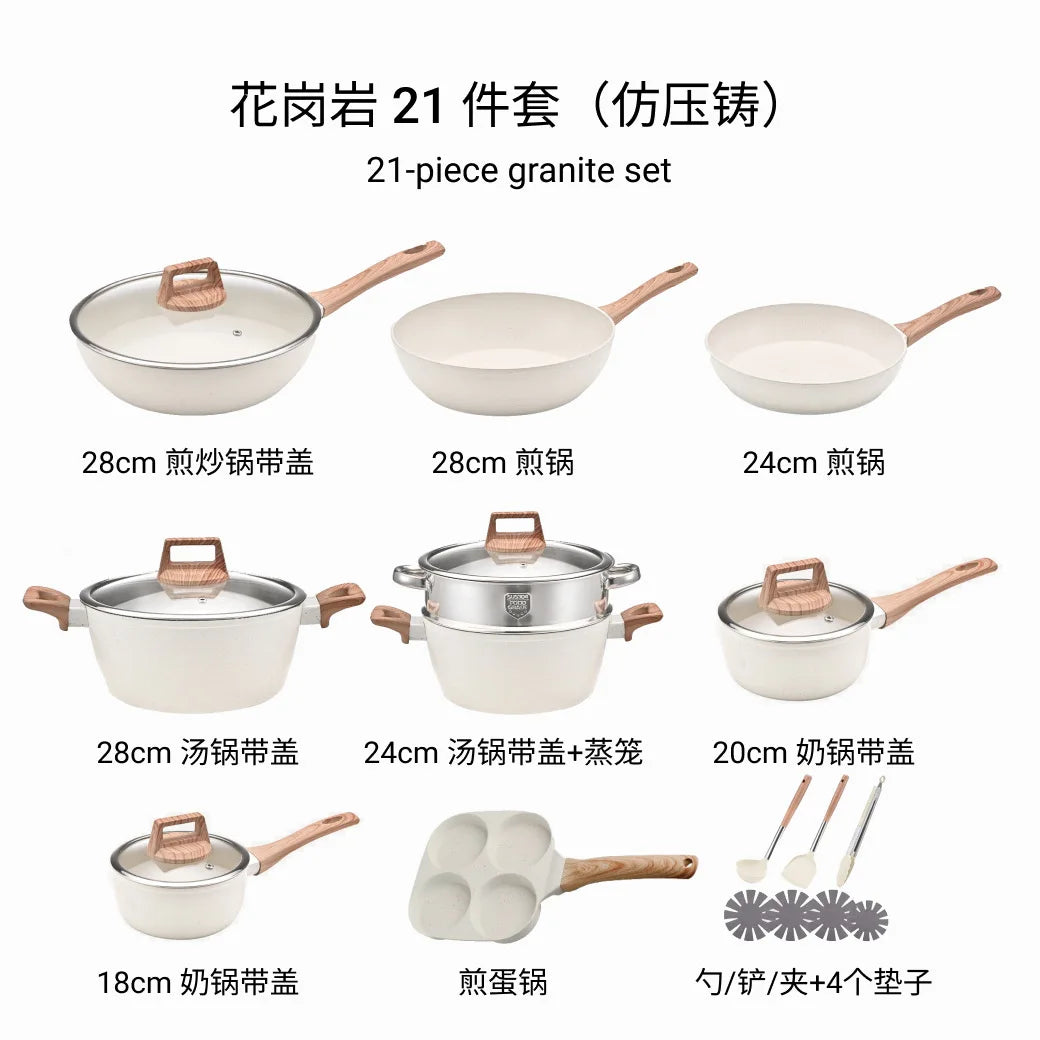 Set di Pentole da Cucina Essenziali, 12 Pezzi, Antiaderenti con Rivestimento in Granito e Compatibilità Universale con Sensori a Gas