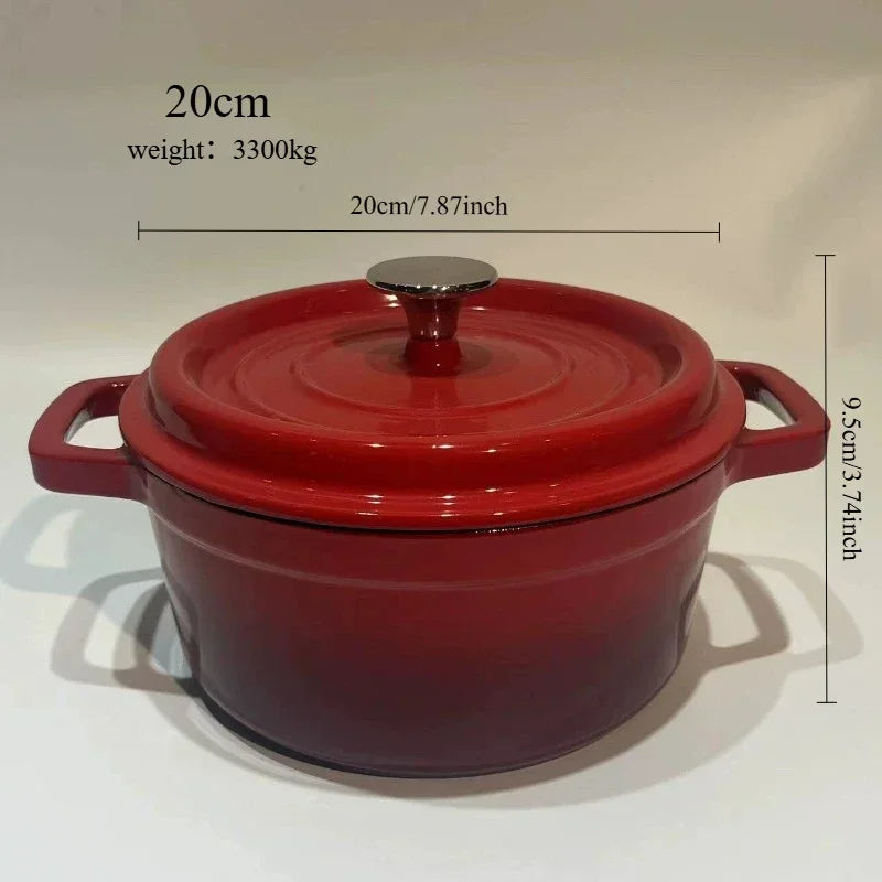 Pentola per zuppa domestica Pentola smaltata con coperchio Smalto ceramico Resistente al calore Due orecchie Pentola antiaderente Fornello a induzione a gas Utensili da cucina