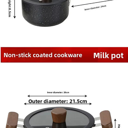 Complete Set of 5-Piece Non-Stick Stainless Steel Cookware with Glass Lids and Handles, Kitchen Set
