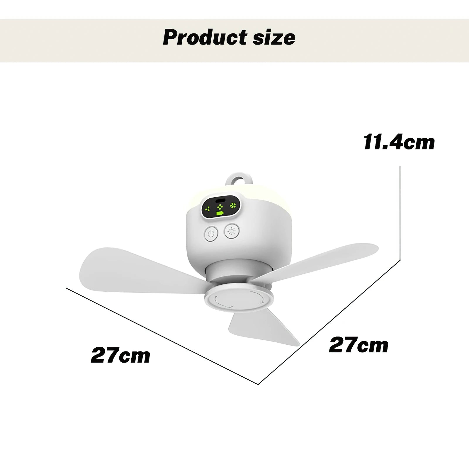 Ventilatore da soffitto USB da 8000 mAh, ventilatore da campeggio ricaricabile con luci a LED e telecomando, ventilatore portatile da tenda per viaggi all'aperto, silenzioso a 3 velocità (bianco), ventilatore da soffitto ric