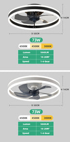 Jelena Ventilatore da soffitto rotondo Lampade con telecomando Camera da letto Soggiorno Sala da pranzo Decorazione domestica Ventilatore moderno con lampada a LED intelligente