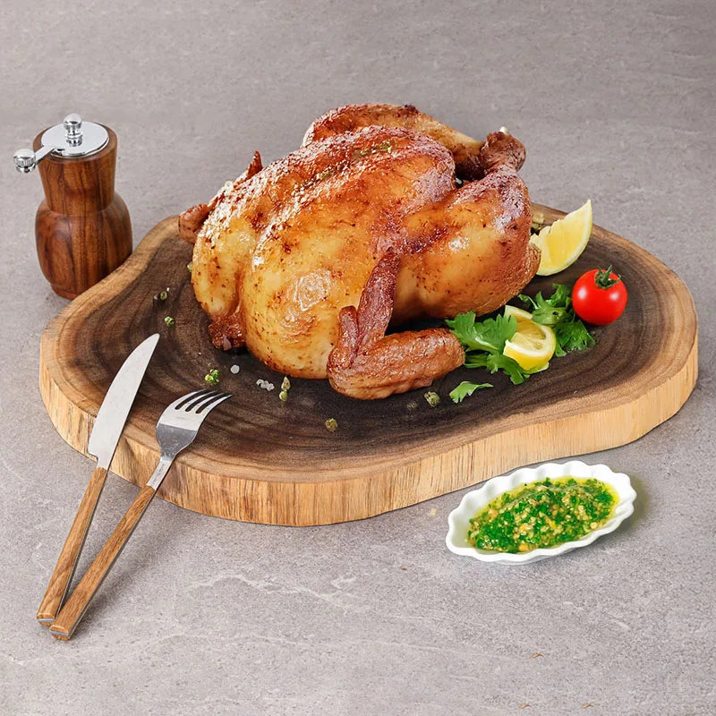 Servierplatte aus Massivholz, naturbelassen mit einzigartiger Maserung, handgefertigte, unregelmäßige Steakplatte aus Holz, Schneidebrett, Küchenutensilien für Restaurants