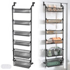 6-stöckiger Hänge-Tür-Organizer, Anti-Kipp-Design, 6 große Körbe, kein Bohren erforderlich, Metallregal für Schlafzimmer, Bad, Küche