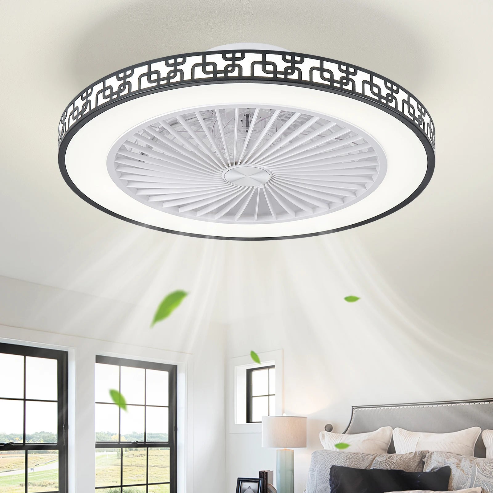 Ventilatore da soffitto con luce LED, telecomando, 6 velocità e luce dimmerabile 3000K-6000K