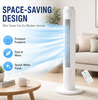 Ventilatore a Torre da 79 cm 60W, RINFRESCATORE A TORRE, Ventilatore a Torre Senza Pale Verticale con 3 Velocità Regolabili e Telecomando, Raffrescatore d'Aria Silenzioso Oscillante per Camera da Letto, Soggiorno, Ufficio