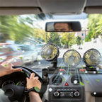 Ventilatore portatile per auto a 3 teste - 2 velocità regolabili, 360° °   Presa Accendisigari Girevole, Potente Flusso d'Aria per Veicoli, Camper e SUV