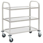 Carrello da Cucina a 3 Ripiani, 96,5x55x90 Cm, Materiale in Acciaio Inossidabile, Telaio Solido e Stabile, Grande Capacità di Stoccaggio, Ruote Scorrevoli, Salvaspazio, Facile da Montare, per Uso Domestico, Ristoranti, Hotel