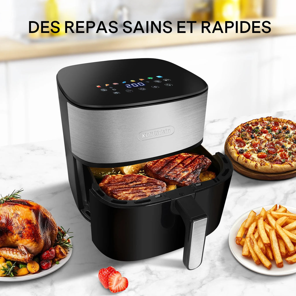 Friggitrice ad aria KotiCidsin 2000 W, 9 L, touch screen LED, nero