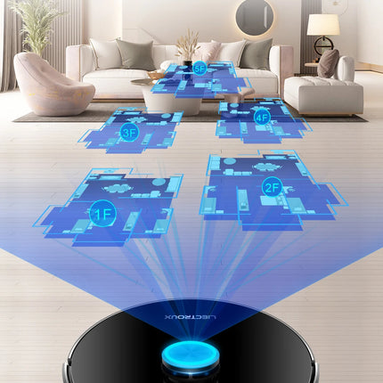 Liectroux X6 Robot Aspirapolvere LDS, navigazione laser Lidar, aspirazione combinata a secco e a umido, aspirazione 6500Pa, mappa multi-pavimento, pulizia a Y, pulizia turbo dei tappeti, zona No-Go tramite APP, area selettiva
