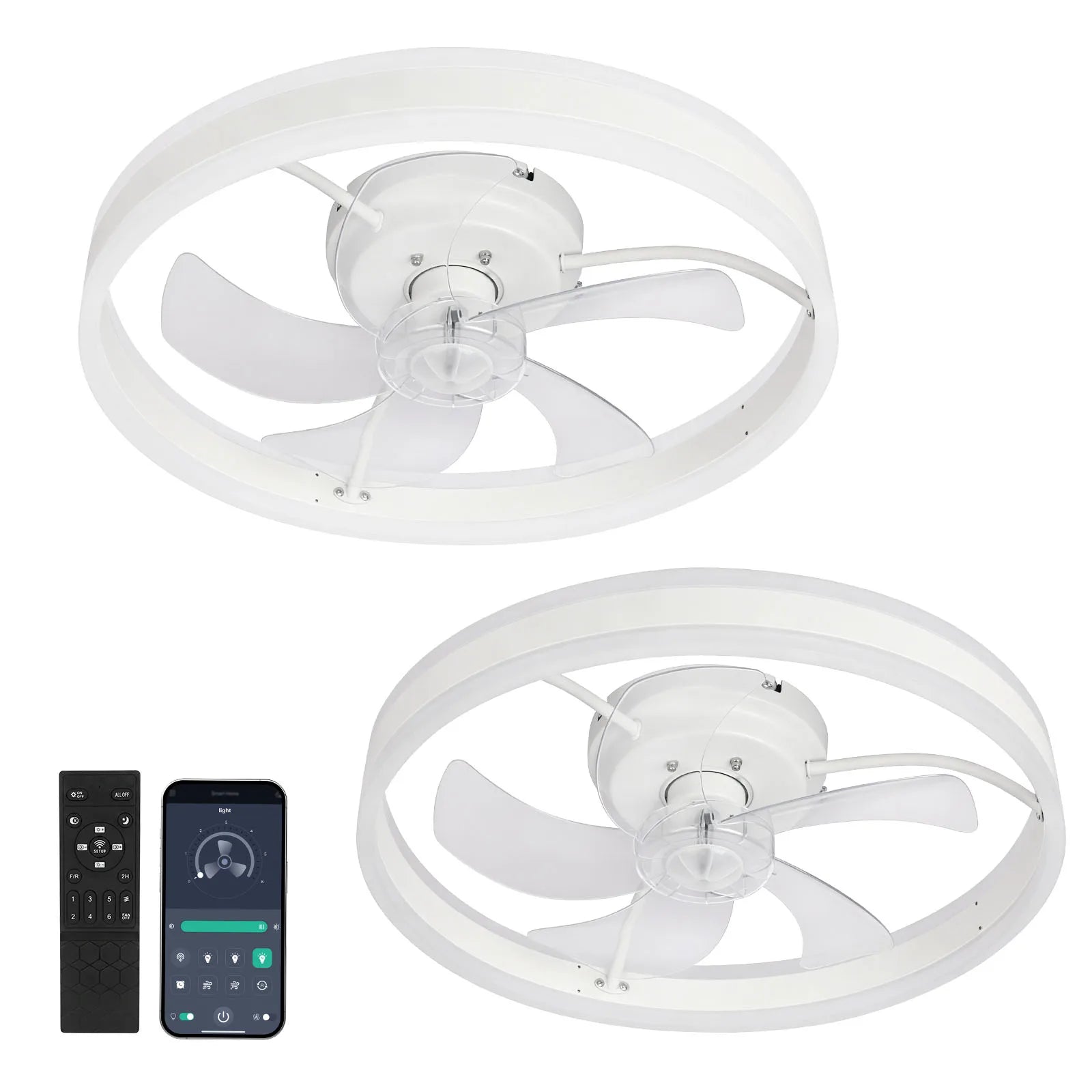 Ventilatore da soffitto con luce LED 50 cm Oraymin moderno telecomando dimmerabile 6 velocità