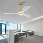 Ventilatore da soffitto da 52 pollici con luce, telecomando, funzione dimmer, pale in legno massello, funzione di accumulo di energia in caso di interruzione di corrente, motore DC silenzioso, moderno ventilatore da soffitto
