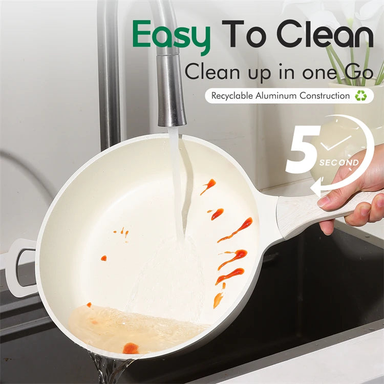 DONNOR 15 Pezzi Pentole e Padelle in Ceramica Set di Pentole Sane Antiaderenti Set da Cucina Set da Cucina con Padella a Induzione RV Set JT530