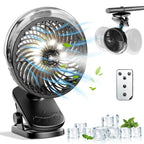 Ventilatore Portatile con Clip e Nebulizzatore, Ricaricabile, 3 Velocità, Display Digitale, Umidificatore, Ventilatore Spray Regolabile con Telecomando e Timer