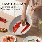 Set di Pentole in Alluminio da 21 Pezzi, Antiaderente, Bianco Granito, per Cucina a Induzione, con Coperchio, Doppio Manico, Utensili in Silicone, Senza PFOA
