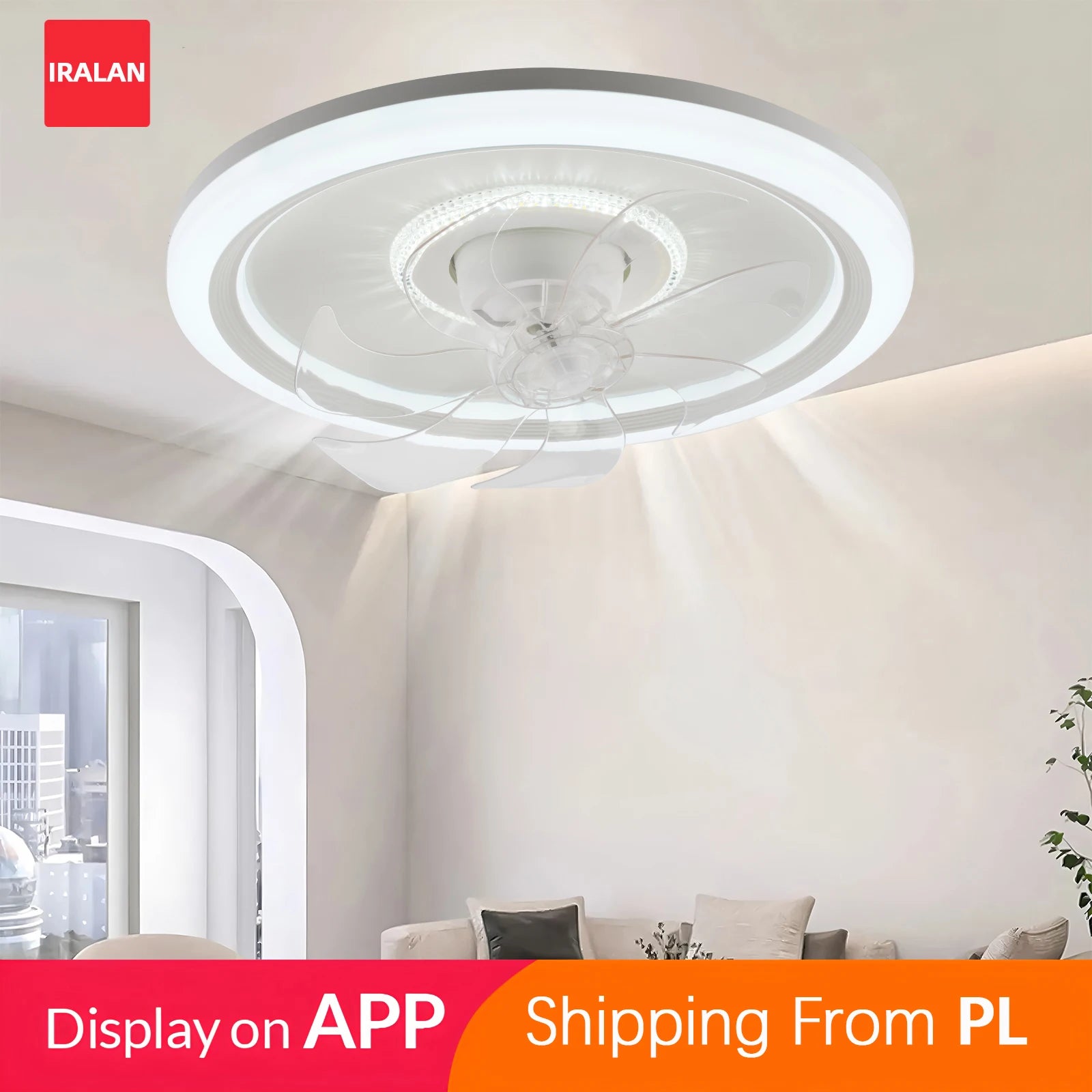 360 °   Ventilatore da Soffitto Rotante con Luce 220V, Dimmerabile Intelligente, 6 Velocità, Ventilatore Elettrico Decorativo per Casa, Camera da Letto, Balcone