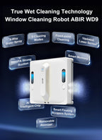 ABIR WD9 Fensterputzroboter, 4-Wege-Wasserspray, schwebende Wischtechnologie, Lasersensor, 9000PA Saugkraft, intelligenter Speicher