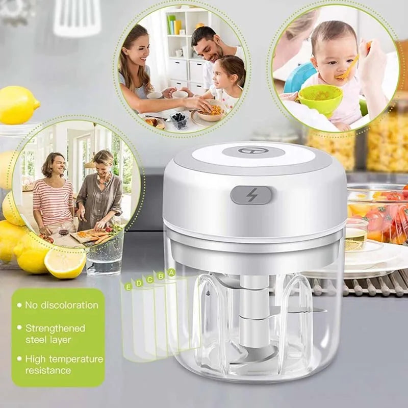 Mini Elektro-Fleischwolf 100/250ML USB Gemüseschneider Zwiebel Kleiner tragbarer Küchenhelfer für Ingwer Chili Gemüse