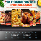 Sinaopus Friggitrice ad aria calda 2000W 9L XXL con doppio scomparto, timer, touchscreen LED, forno elettrico senza olio, formato famiglia