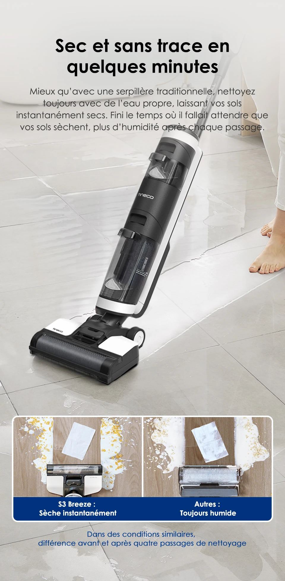 Tineco Floor One S3 Breeze Kabelloser Nass-/Trockensauger mit Wischfunktion, selbstreinigend, intelligentes Haushaltsgerät