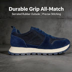 Herren-Freizeitschuhe aus Wildleder und Mesh, Navy-Blau, atmungsaktive Sneaker mit Schnürsenkeln, bequeme Schuhe mit dicker Sohle für den täglichen Gebrauch