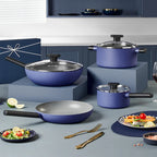 Padella antiaderente Padella Rivestimento in pietra di granito Padella per frittata Pentola per zuppa di cipolla in alluminio pressofuso Pentola da lavoro Pentole da cucina (Blu)