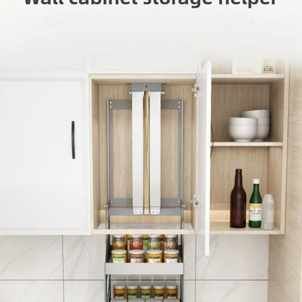 Space-Saving Pull-Down Shelf, Wall-Mounted Retractable Cabinet, Organizer Shelf, Kitchen Spice Racks, Multifunctional Kitchen Furniture