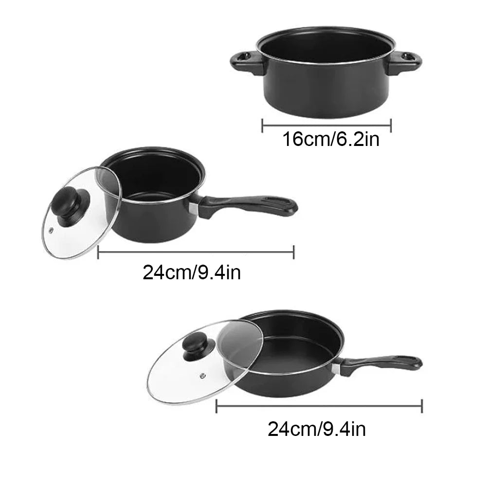 12 pezzi set di pentole antiaderenti pentola per il latte padella in pietra Maifan con coperchio set di pentole impilabili per tutti i tipi di fornelli