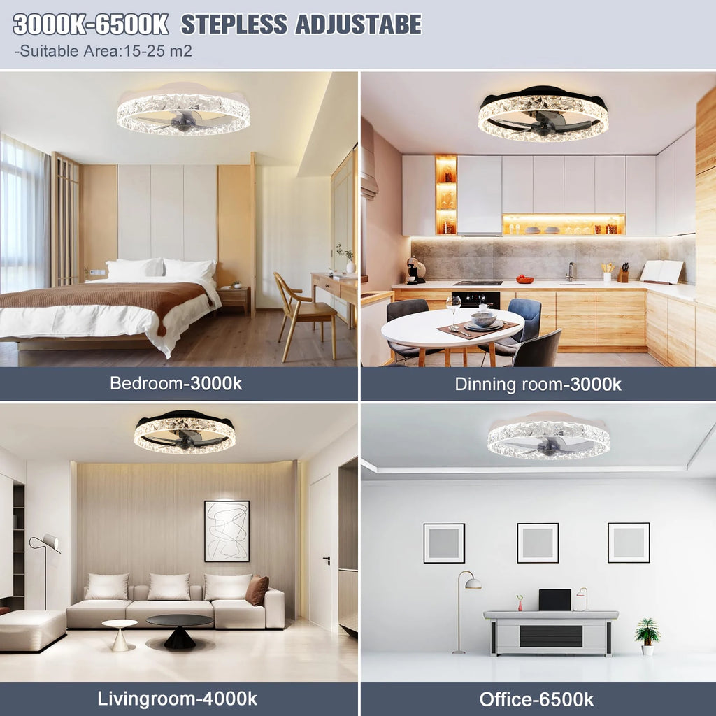 Ventilatore da Soffitto Intelligente XINGOO con Luce e Telecomando, Ventilatore Decorativo per Camera da Letto, Ventilatore a 6 Velocità con Luce LED Circolante