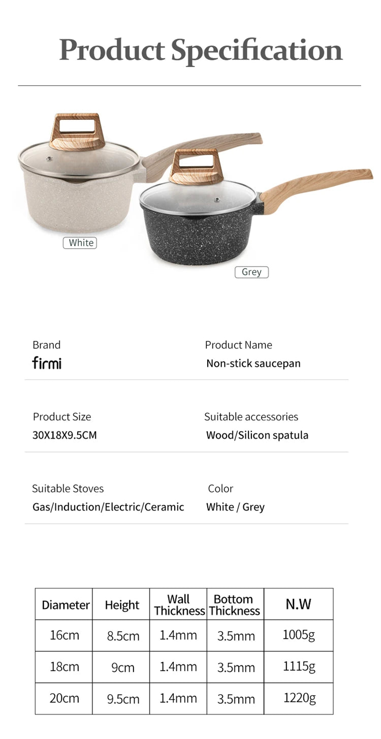 DONNOR 2.5Qt Pentola per Salsa con Coperchio Pentola in Granito Antiaderente per Tutti i Stufa Salsa Pentola per Zuppa Padella per Latte con Beccucci per Versare JT281