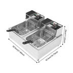 Friggitrice Elettrica a Doppia Vasca Bymaocar EF-82 2.5KW+2.5KW 30L Acciaio Inox 410