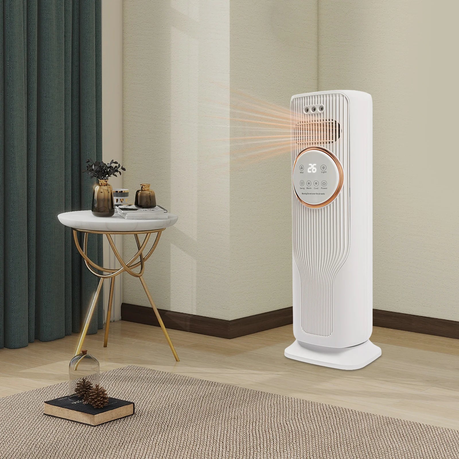 Ventola per riscaldatori spaziali da 2000 W Ventola di raffreddamento dell'aria Ventola di raffreddamento/riscaldamento con telecomando e umidificazione