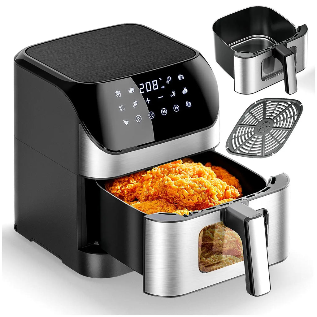 Friggitrice ad aria calda Oyajia 8 litri, 1800 W, 10 modalità di cottura, 80-200 °C