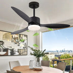 Ventilatore da Soffitto a Risparmio Energetico da 42-52 Pollici con Luce e Telecomando Ventilatore Elettrico Reversibile a 3 Pale, Ventilatore da Soffitto a Basso Profilo per Caffetteria, Casa, Hotel, Ufficio, Bungalow