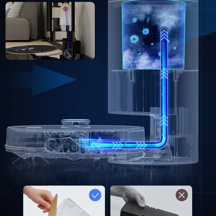 ABIR K30 Robot Vacuum Cleaner, Auto-Emptying Station, Lidar Laser, 6500PA Suction, Multi-Floor Mapping, Wet and Dry Appliance for Smart Home