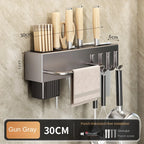 Mensola da cucina senza attrezzi, accessori da cucina, tubo per bacchette multifunzionale a parete, deposito per coltelli e attrezzi