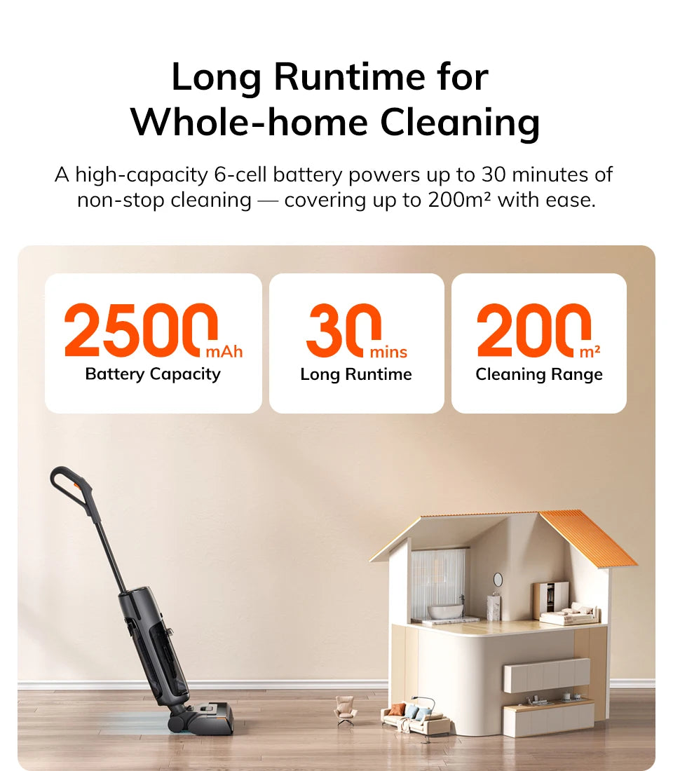ILIFE W90 Pro Wireless Smart Floor Washer, 7000Pa Suction, 1 Minute Self-Cleaning, Dual Water Tank, Upgraded Version of W90