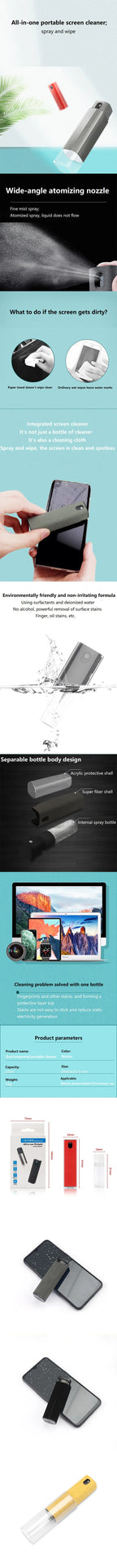 2-in-1 Computer Telefon Display Reinigungsset mit Mikrofasertuch Spray Bildschirmreiniger Staubsauger Werkzeuge Zubehör DNQJYP03