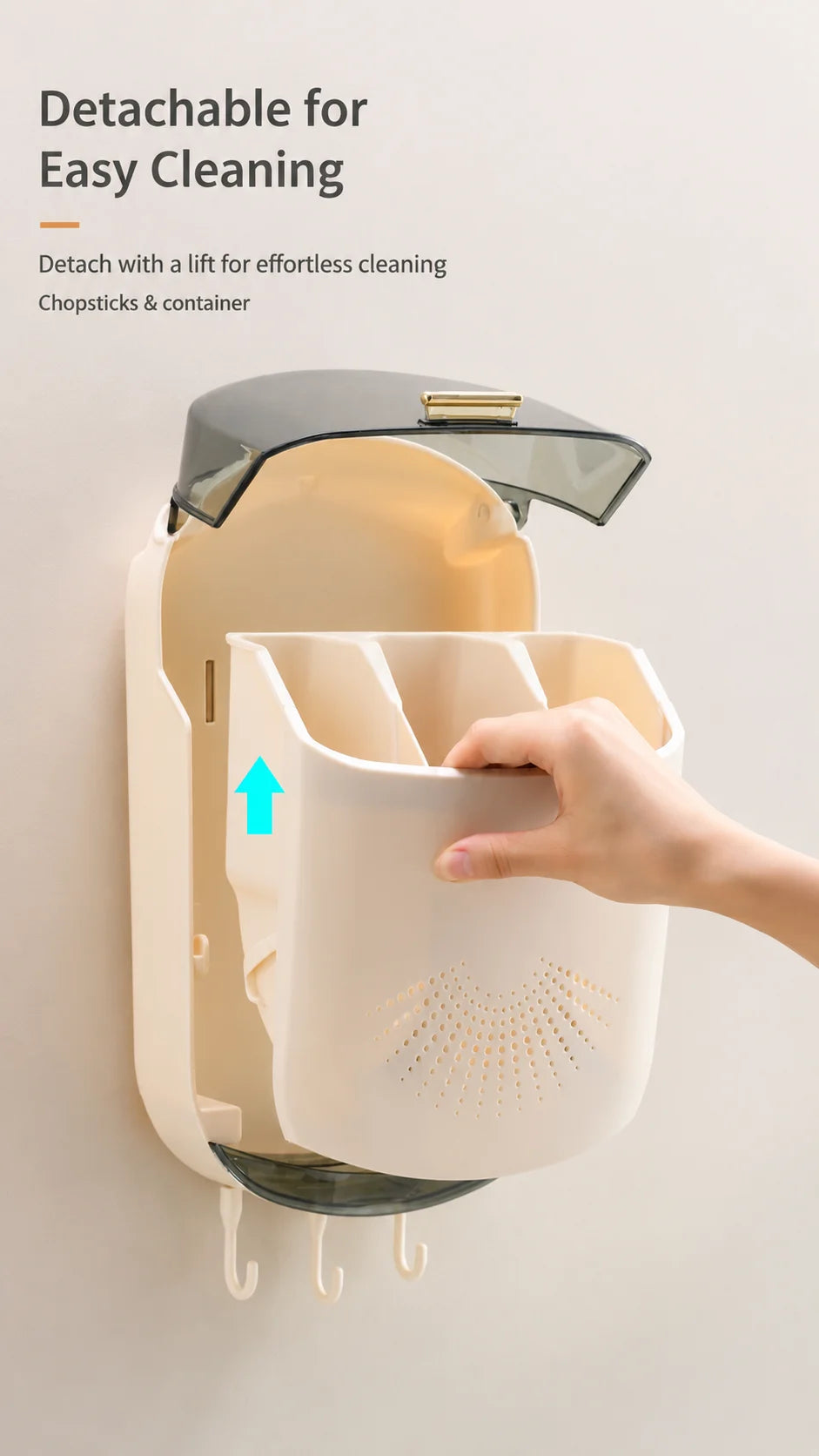 Porta Bacchette da Cucina a Parete Senza Foratura, Pieghevole, Antipolvere, con Drenaggio, per Uso Domestico