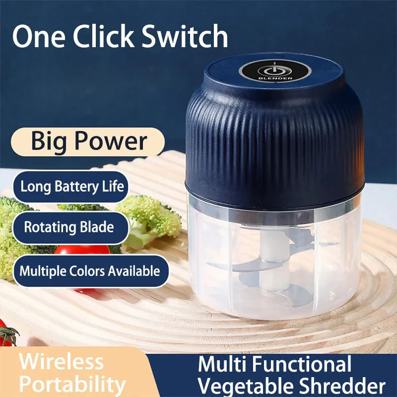 Mini Akku-Zerkleinerer, 250ml, USB-wiederaufladbar, Knoblauch- und Gemüseschneider, Knoblauchpresse