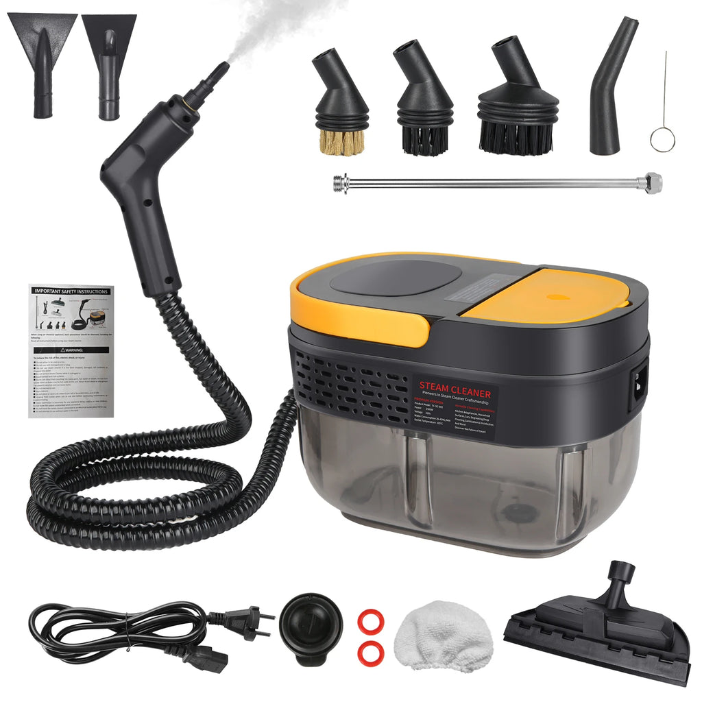 Handdampfreiniger 2500W, 3 Bar Druck, 100℃ Hochtemperatur-Sterilisator mit 3 Geschwindigkeiten und 1600ML Tank für die Reinigung von Haus, Küche und Böden