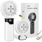 Ventilatore portatile, mini ventilatore, ventilatore portatile ricaricabile con batteria da 4000 mAh, 5 velocità, display, ventilatore USB pieghevole per concerti, viaggi, estate, ufficio, casa, regalo