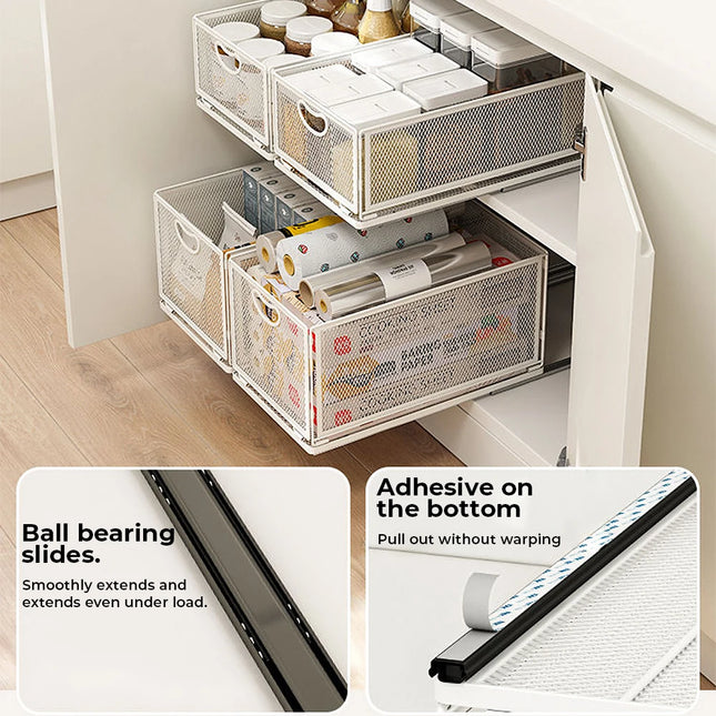 Pull Out Cabinet Organizer, Heavy Duty Drawer with Rollers, Cabinet Organizer, Drawer Organizer, Kitchen Accessories, Kitchen Storage, Suitable for Various Sized Items, Kitchen Utensils, and